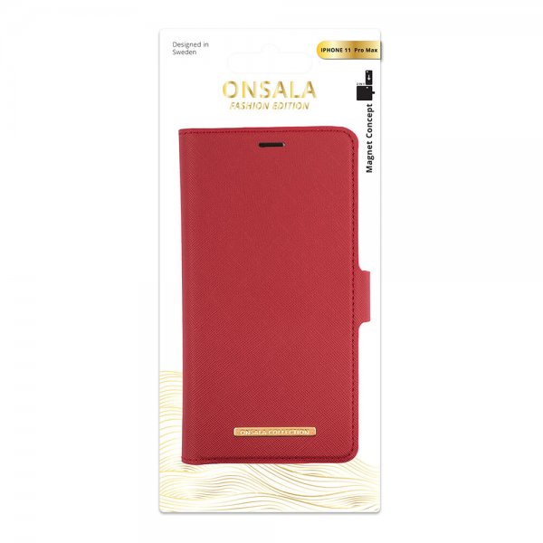 Onsala iPhone 11 Pro Max Cover Fashion Edition Aftageligt Cover Saffiano Rød