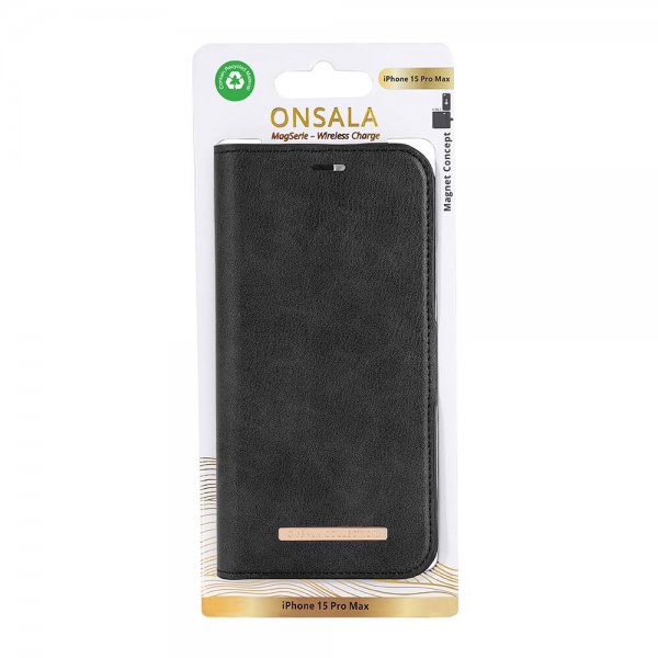 Onsala iPhone 15 Pro Max Cover MagSeries Aftageligt Cover Sort