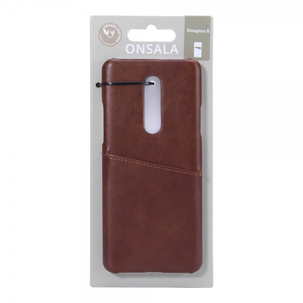 Onsala OnePlus 8 Cover med Kortlomme Brun