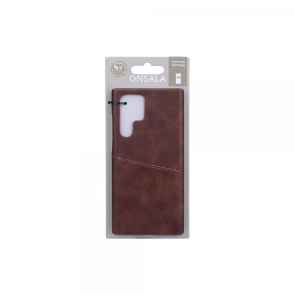 Onsala Samsung Galaxy S22 Ultra Cover med et Kortrum Brun