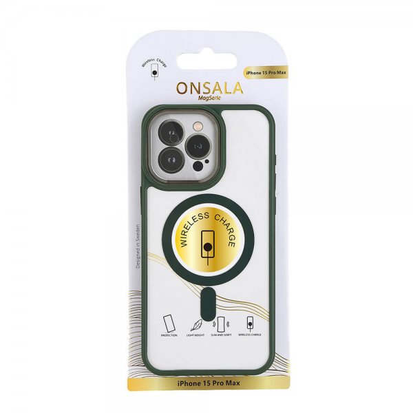 Onsala iPhone 15 Pro Max Cover Bumper MagSeries Grøn