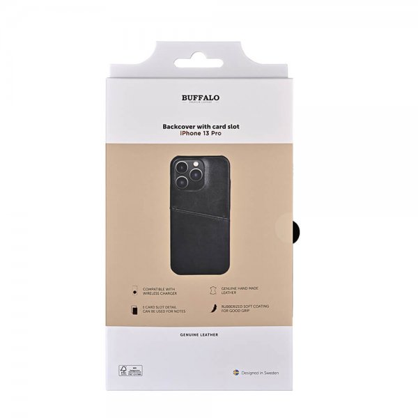 Buffalo iPhone 13 Pro Cover Bagside med Kortlomme Sort