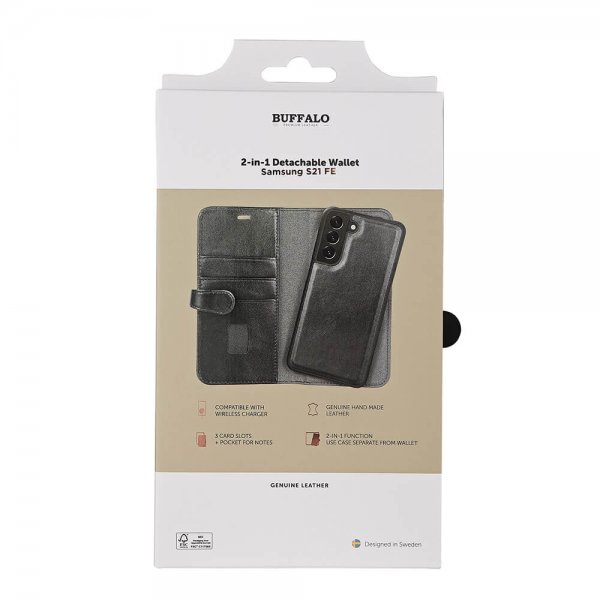 Buffalo Samsung Galaxy S21 FE Etui 2-i-1 Aftagelig Pung Sort
