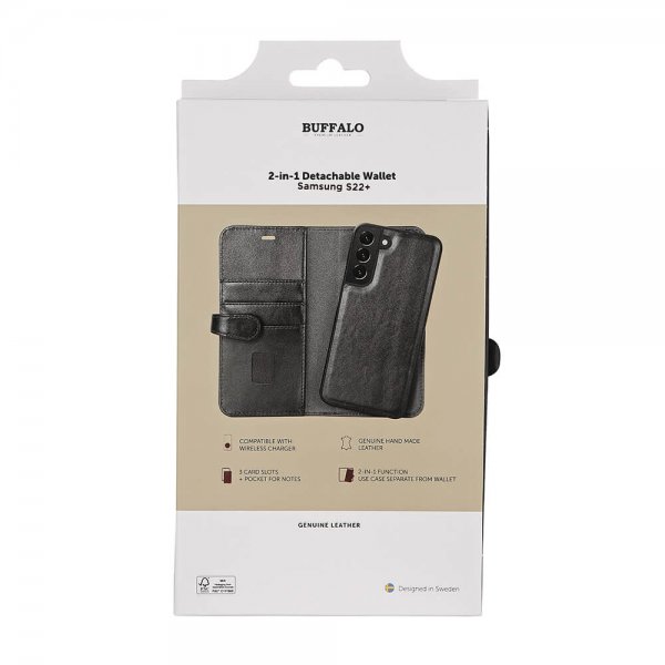 Buffalo Samsung Galaxy S22 Plus Cover 2-i-1 Aftagelig Pung Sort