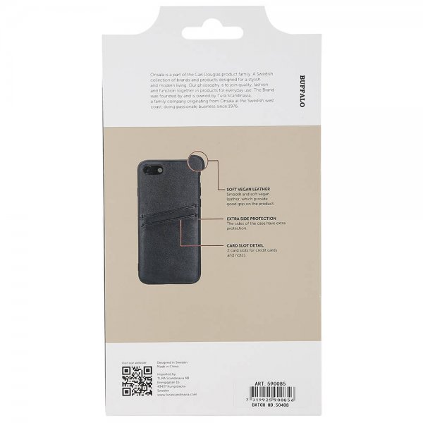 Buffalo iPhone 7/8/SE Cover Bagside med kortholder Sort