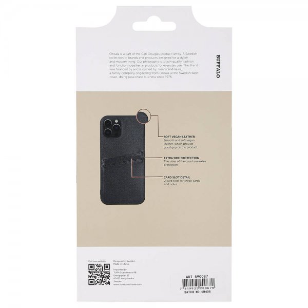 Buffalo iPhone 12/iPhone 12 Pro Cover Backcover med Kortpladser Sort