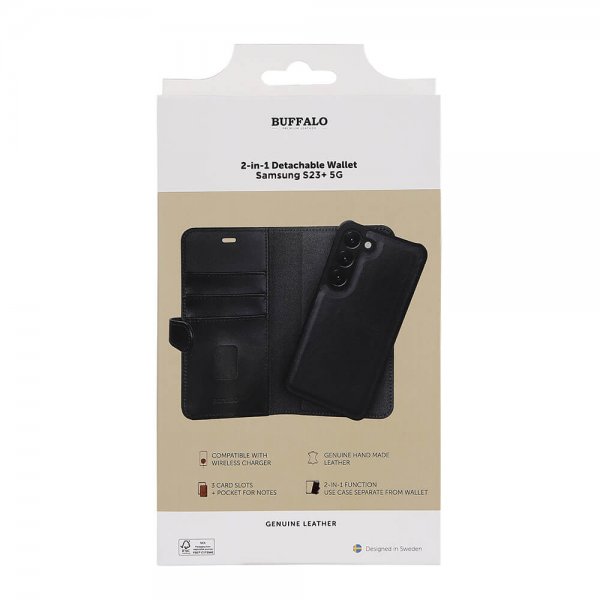 Buffalo Samsung Galaxy S23 Plus Cover 2-i-1 Aftagelig Pung Sort