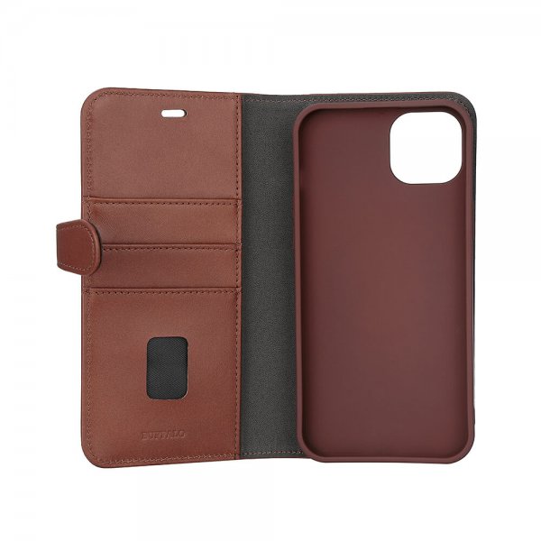 Buffalo iPhone 15 Plus Etui 3 Kortlommer Aftagelig Skal MagSeries Brun