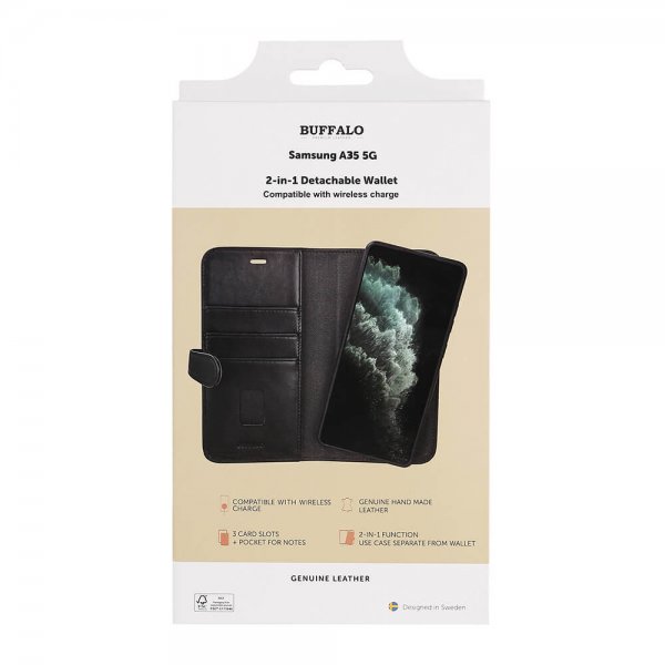 Buffalo Samsung Galaxy A35 Etui 2-i-1 Aftagelig Pung Sort