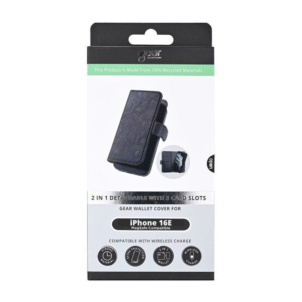 Gear iPhone 16/17 Etui 2-i-1 3 Kortlommer MagSeries Sort