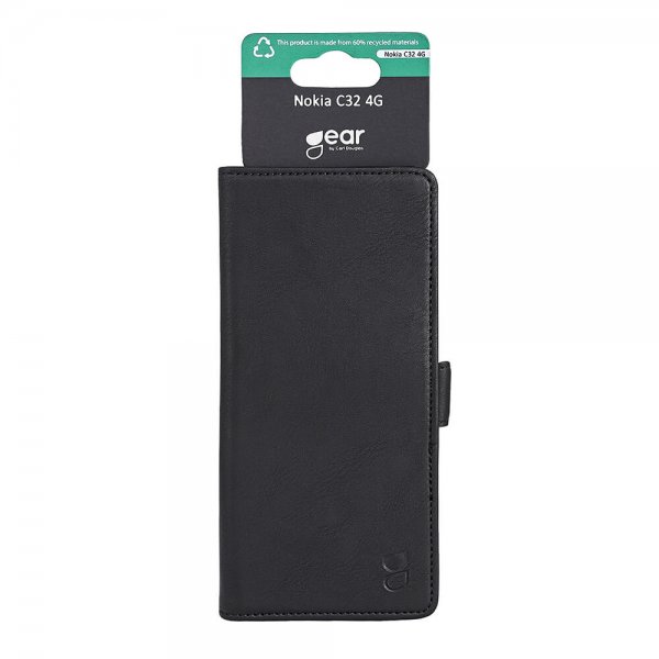Gear Nokia C32 Etui 3 Kortlommer Sort