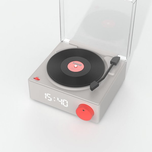 Mobility on Board Højttaler Vækkeur Vinyl Retro Grå