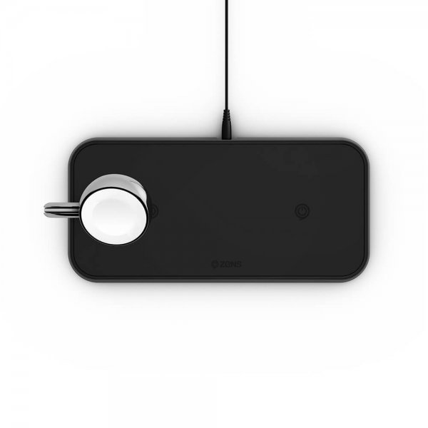Zens Dual+Watch trådløs oplader i aluminium, sort