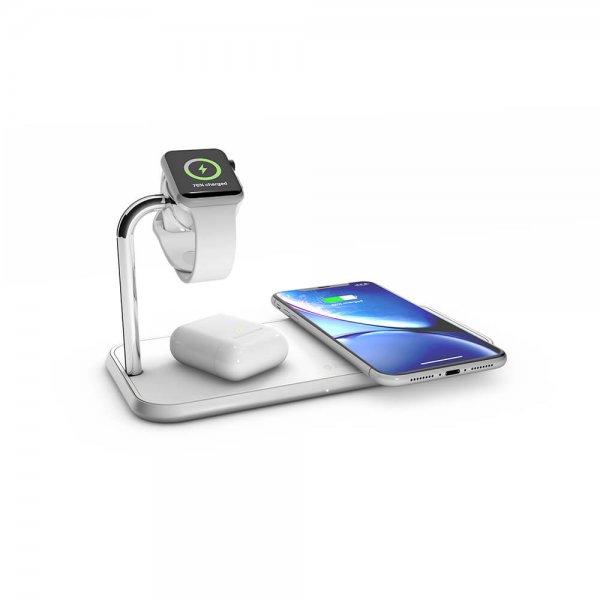 Zens Dual+Watch Aluminium Trådløs Oplader Hvid