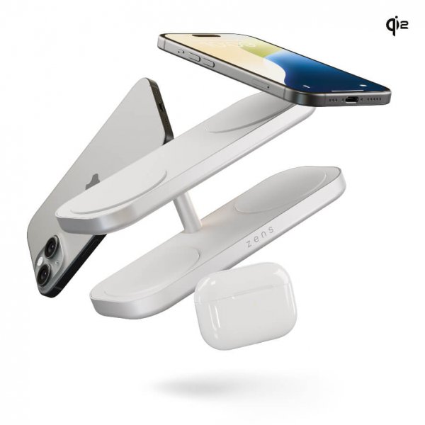 Zens Trådløs Oplader Quattro Pro 4 Qi2 MagSafe Hvid
