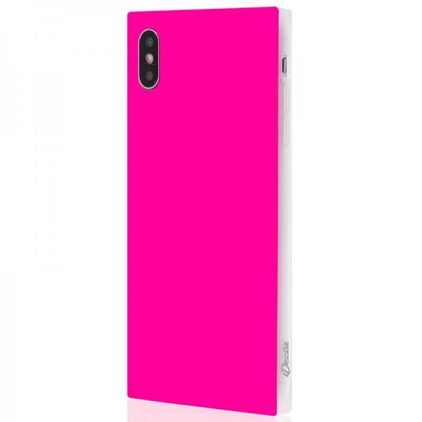 iDecoz iPhone Xs Max Cover Square Case Neon Pink