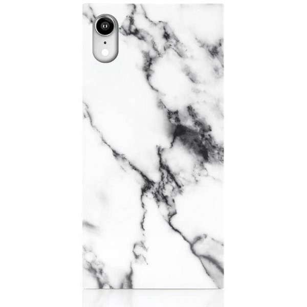 iDecoz iPhone Xr Cover Square Case Marble Hvid