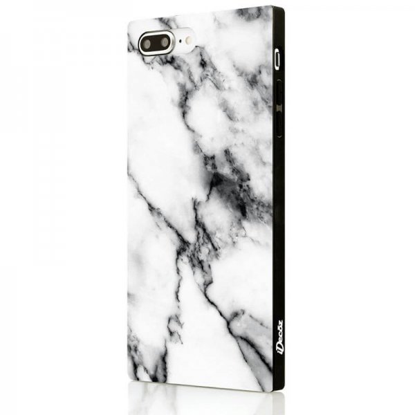 iDecoz iPhone 7 Plus/iPhone 8 Plus Cover Firkantet Marmor Hvid
