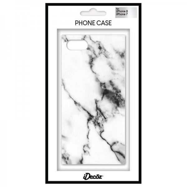 iDecoz iPhone 7/8/SE Cover Square Case Marble Hvid