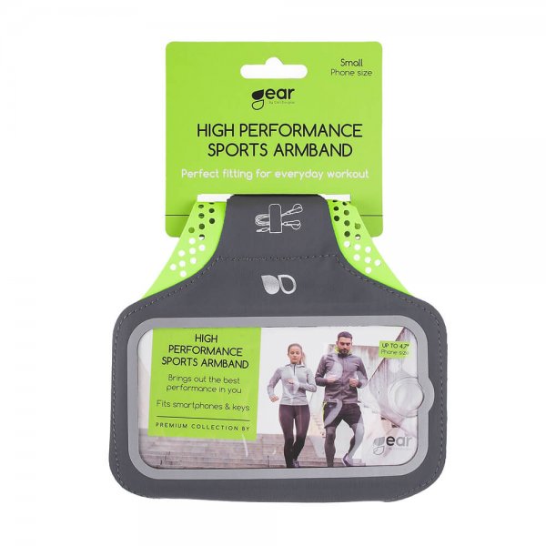 Gear Sportsarmbånd Premium Lille 5" Grå/Gul