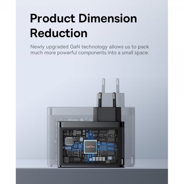 Baseus GaN5 Pro Hurtigoplader 2xUSB-C & 1xUSB-A 160W