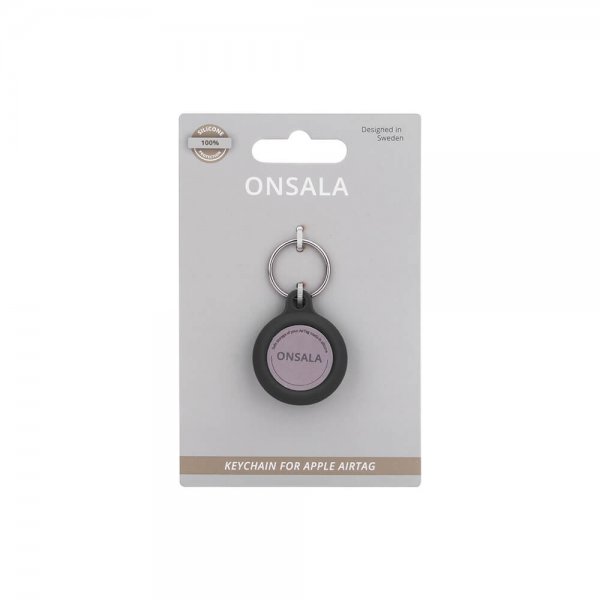 Onsala Apple AirTag Holder i Silikone med Nøglering Sort