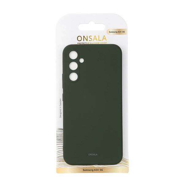 Onsala Samsung Galaxy A34 5G Cover Silikone Mørkegrøn