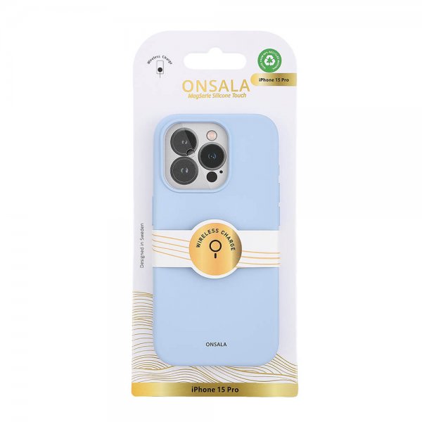 Onsala iPhone 15 Pro Cover Silicone Touch MagSeries Lyseblå