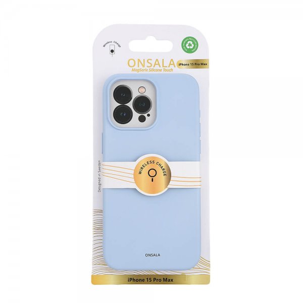 Onsala iPhone 15 Pro Max Cover Silikone Touch MagSeries Lyseblå