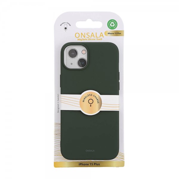 Onsala iPhone 15 Plus Cover Silikone Touch MagSeries Olivengrøn