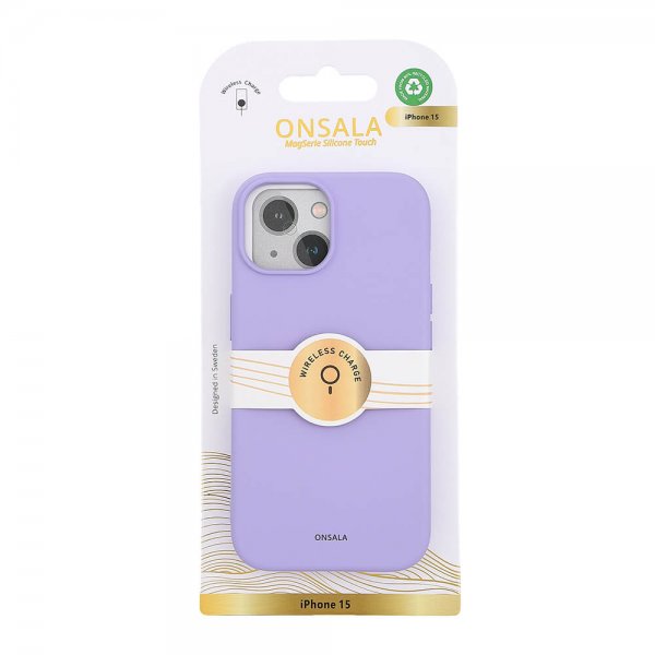 Onsala iPhone 15 Cover Silikone Touch MagSeries Lilla