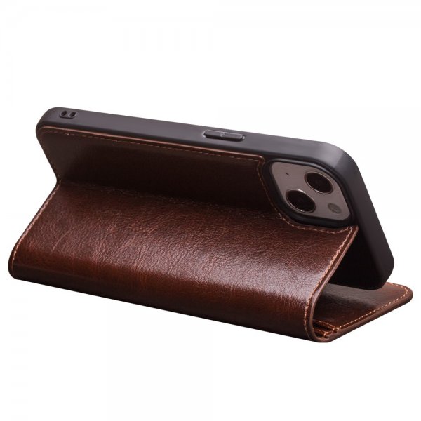 Qialino iPhone 13 Etui Ægte Læder Brun