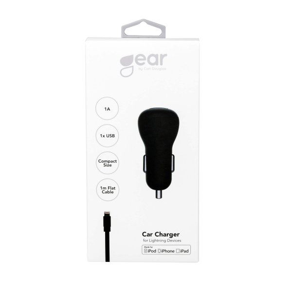 Gear Billader 1xUSB 1A Lightning Kabel 1m MFI Sort