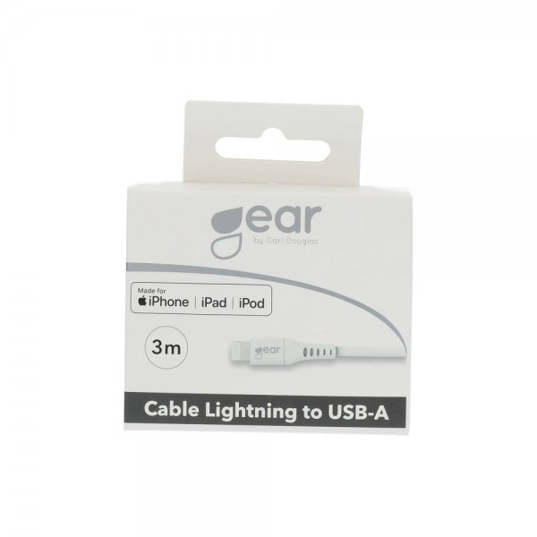 Gear Lightning til USB-A ladekabel 3 m MFI Hvid