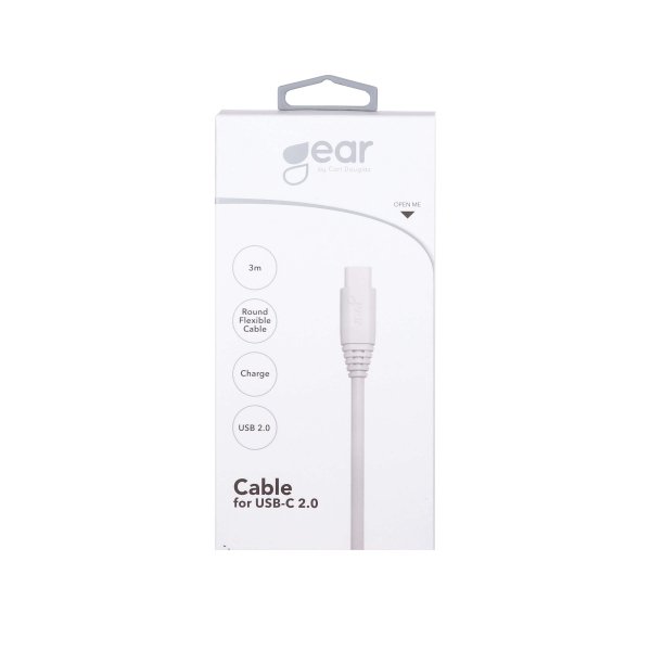 Gear Ladekabel USB-A til USB-C 3m Hvid