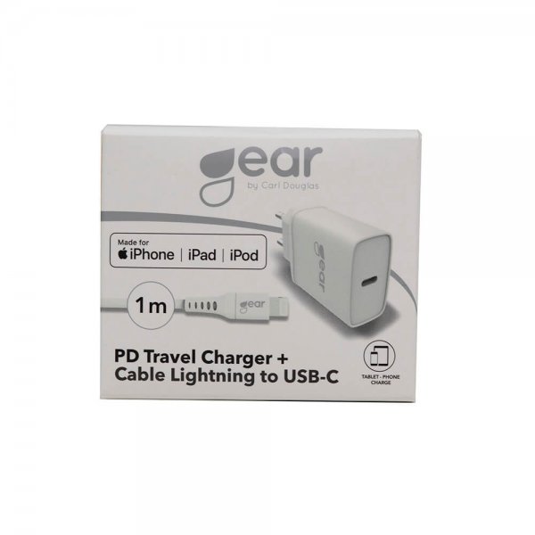 Gear Oplader 1xUSB-C PD 20W Kabel Lightning til USB-C