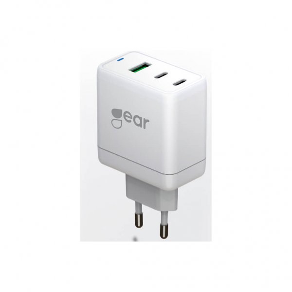 Gear Oplader GAN 2xUSB-C + 1xUSB-A PD/PPS 65W Hvid