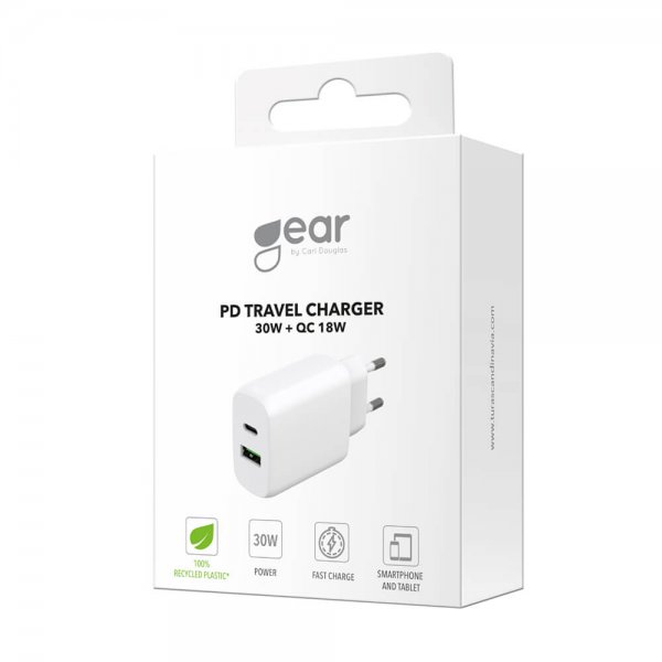 Gear Oplader PD/PPS Travel Charger 30W + QC 18W Hvid