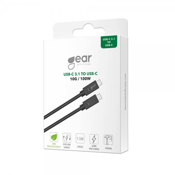 Gear Kabel USB-C til USB-C 3.1 100W 1.5m Sort