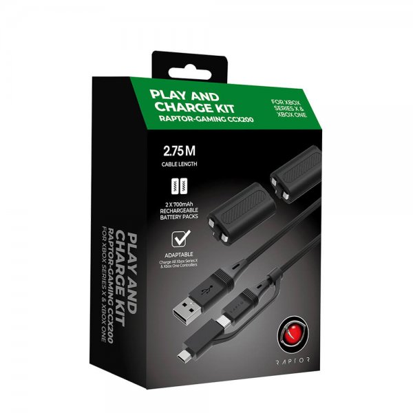 Raptor Xbox Series X/Xbox One Controller batteripakke – Play and Charge Kit