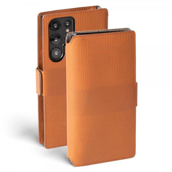 Krusell Samsung Galaxy S22 Ultra Cover Leather PhoneWallet Cognac