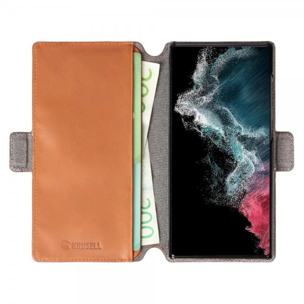 Krusell Samsung Galaxy S22 Ultra Cover Leather PhoneWallet Cognac