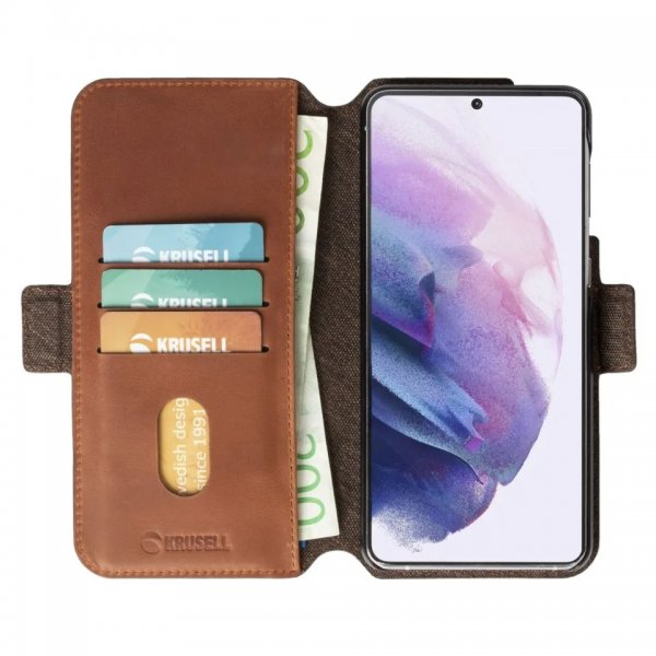 Krusell Samsung Galaxy S21 Cover Sunne PhoneWallet Vintage Cognac