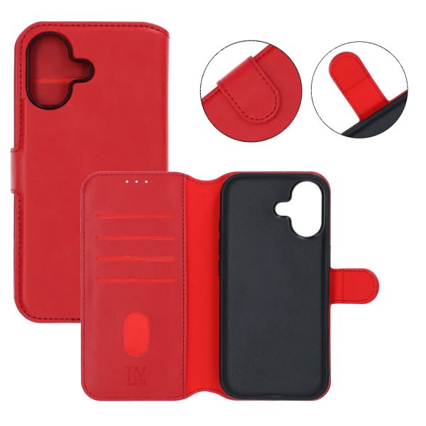 Rvelon iPhone 17 Etui 4 Kortlommer Aftagelig Skal Rød