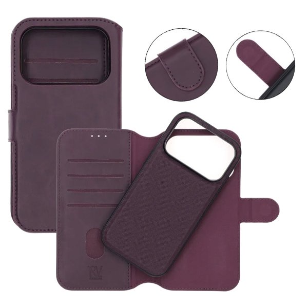 Rvelon iPhone 17 Pro Etui 4 Kortlommer Aftageligt Cover Lilla
