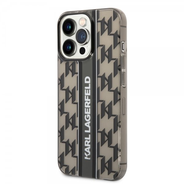 Karl Lagerfeld iPhone 14 Pro Cover Monogram Vertical Stripe Sort