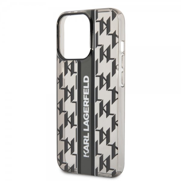 Karl Lagerfeld iPhone 14 Pro Cover Monogram Vertical Stripe Sort