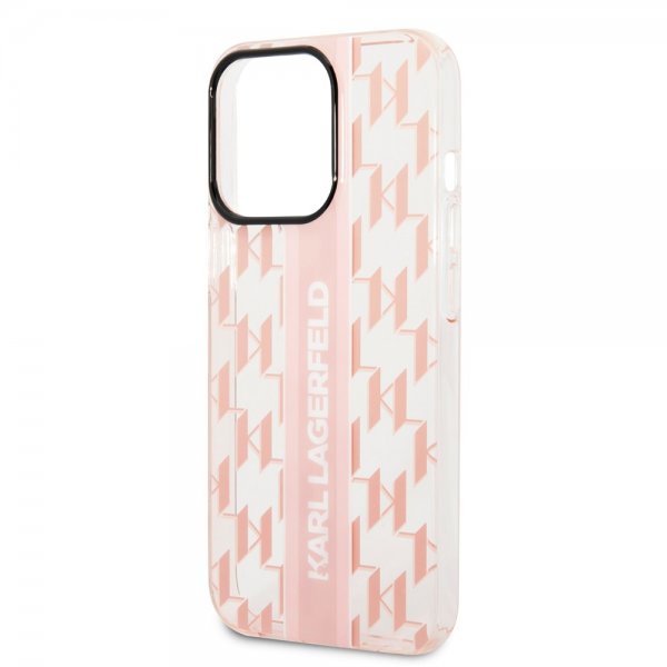 Karl Lagerfeld iPhone 14 Pro Cover Monogram Vertical Stripe Rosa