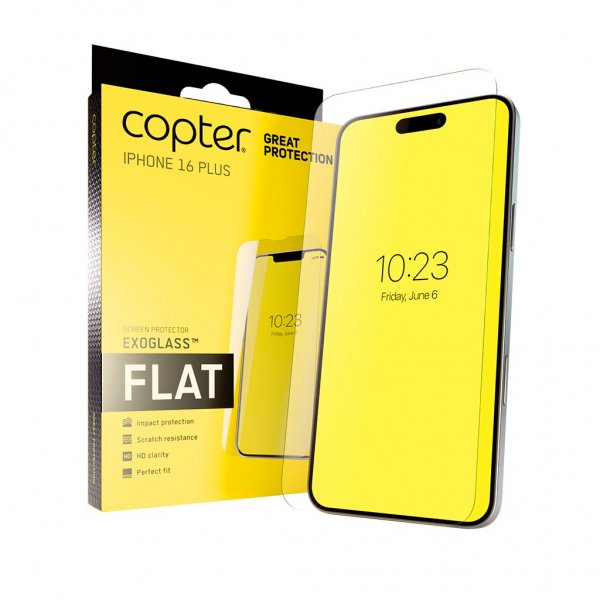 Copter iPhone 16 Plus Skærmbeskyttelse Exoglass Flat