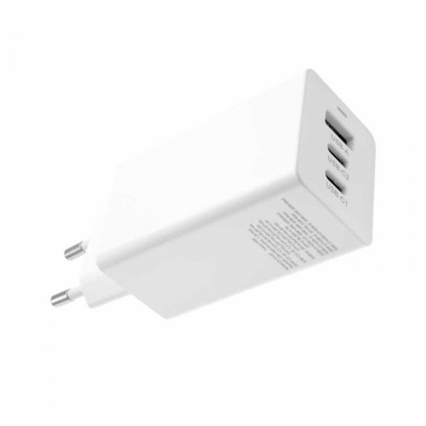 Fixed GaN rejseoplader USB-A & 2xUSB-C 65W